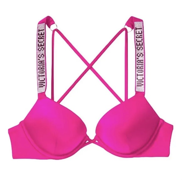 2 Pc Victoria’s Secret Shine Strap Swim Brazilian Bombshell Add-2-cups & Thong - Picture 8 of 13